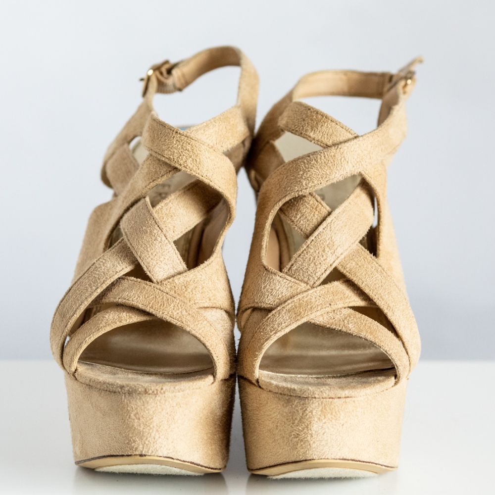 Baker Tan Suede Wedges